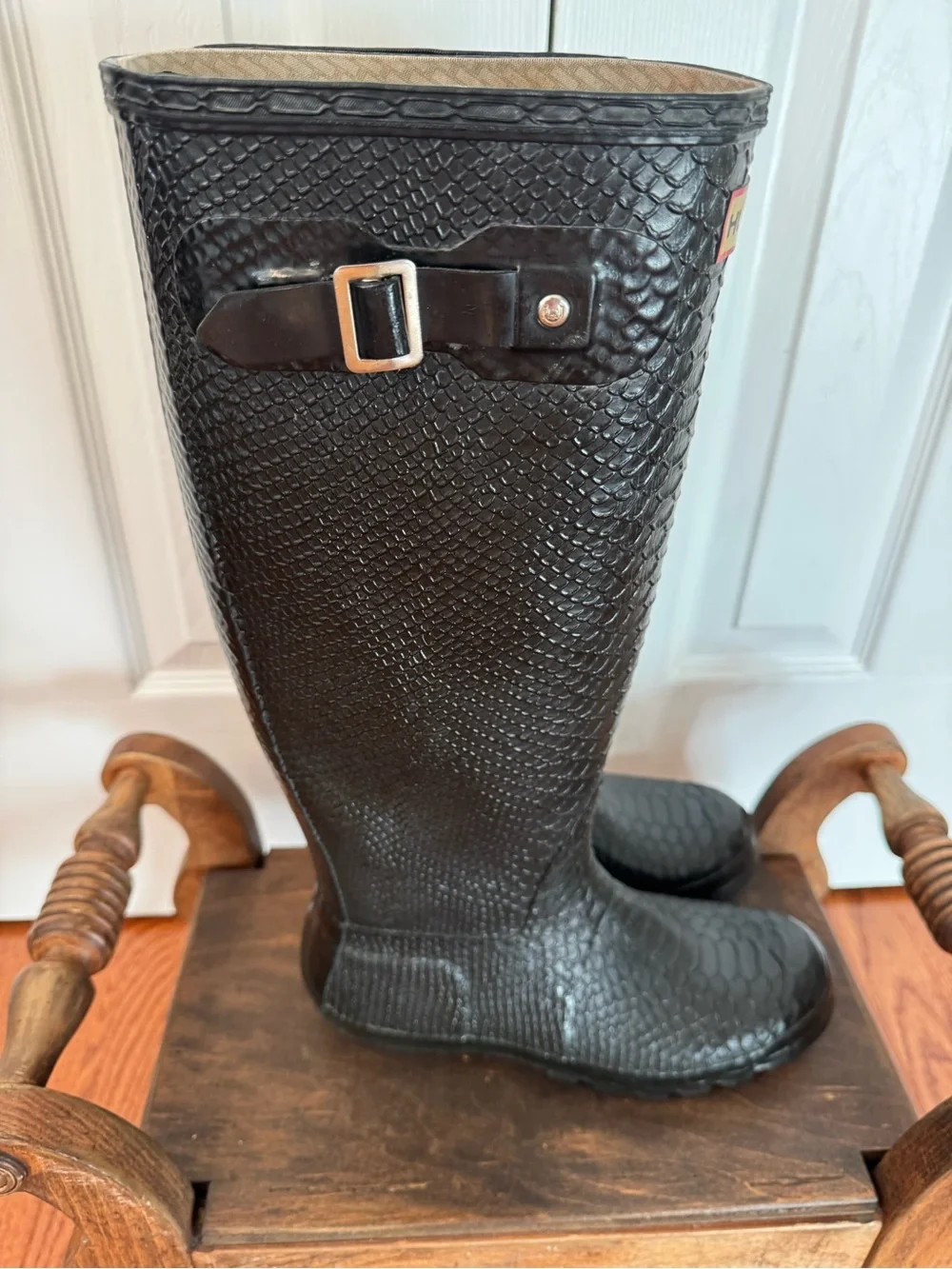 Hunter Carnaby Black Boa Tall Rain Boots Wellies Sz 7